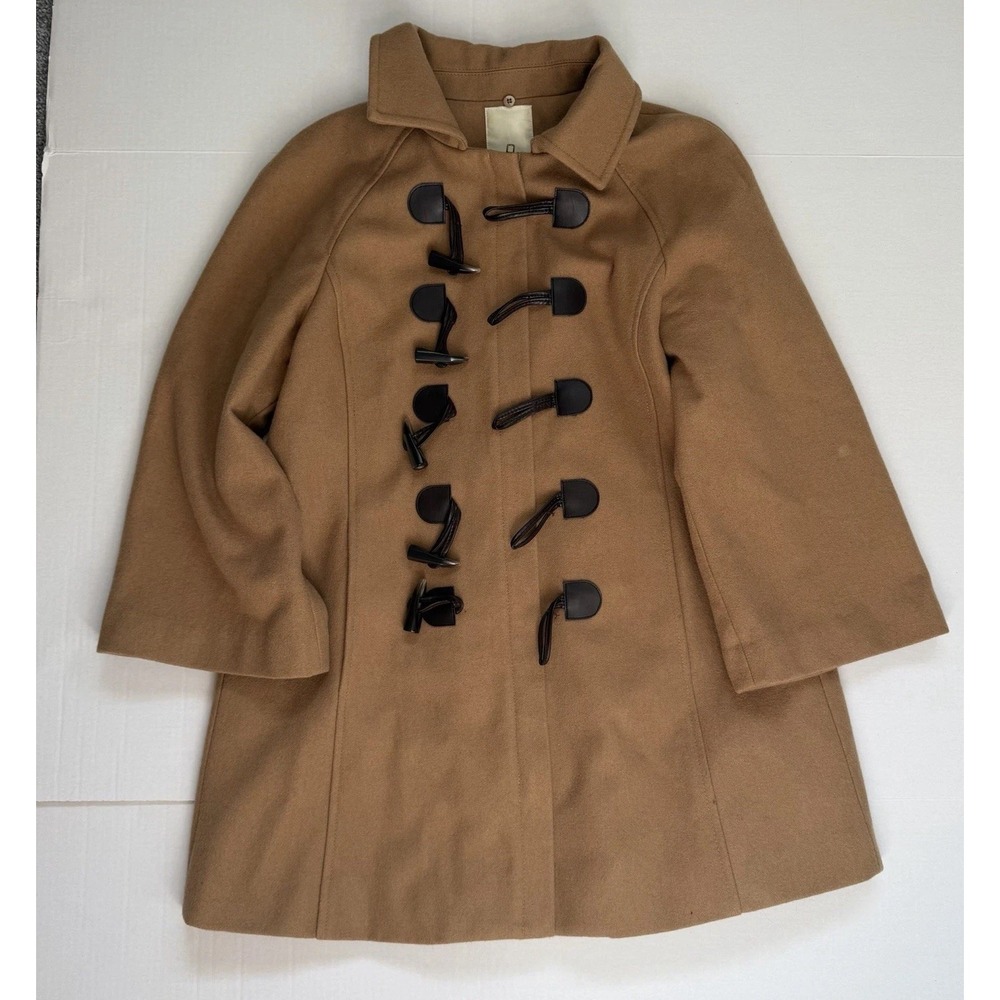 Anthropologie Elevenses Wool Blend Jacket Tan Womens Size 8 Pea Coat